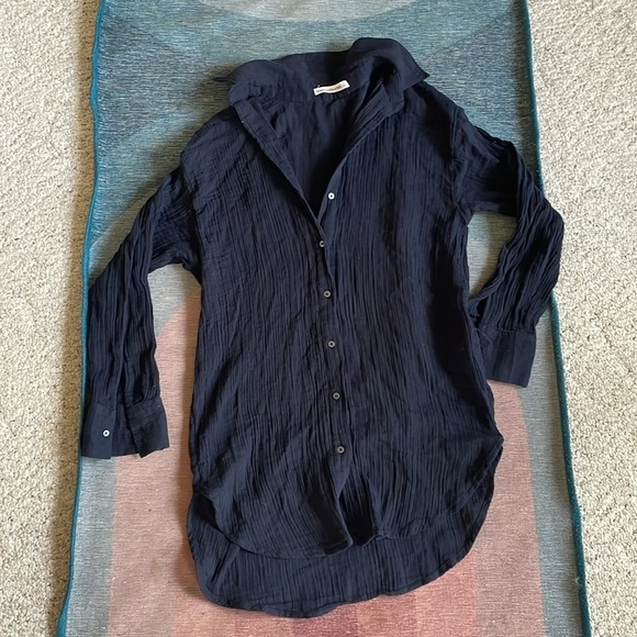 Abercrombie & Fitch Gauzy Cotton Crinkled Button Down Top - Picture 6 of 9